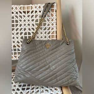 Tory Burch Gray Quilted Tote Bag
